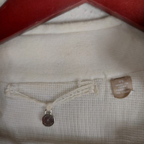 Anthropologie Knitted & Knotted Cream Floral Open Front Cardigan Sweater Size XS - Picture 8 of 11